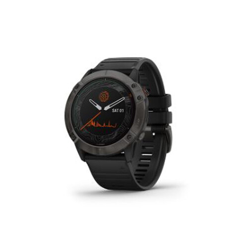 Garmin Fenix 6X Pro Solar Multisport Watch Titanium Carbon Grey DLC w Black Band
