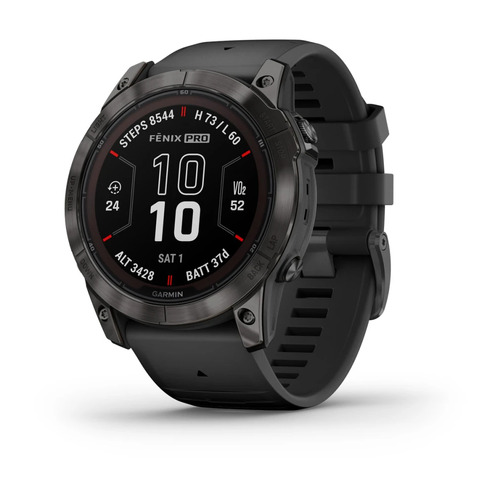 Garmin Fenix 7X Pro Sapphire Solar Smartwatch - Carbon Gray DLC Titanium/Black Band - 51 mm