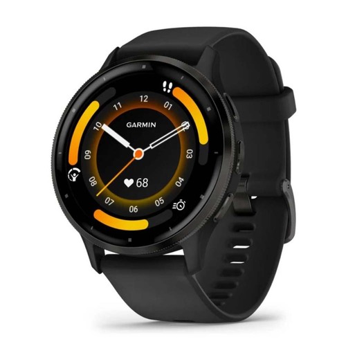 Garmin Venu 3 Smartwatch - Slate Stainless Steel Bezel with Black Case and Silicon Band