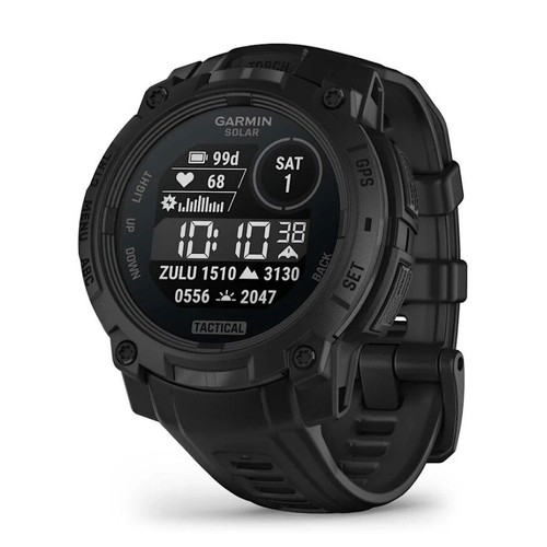 Garmin Instinct 3 Tactical Solar GPS Smart Watch - Black w/ Black Band - 45mm