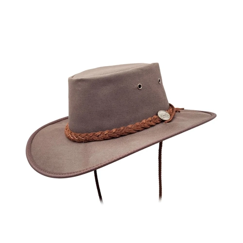 Barmah Drover Oilskin Wide Brim Hat - Brown