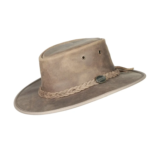 Barmah Foldaway Bronco Leather Hat - Hickory - L