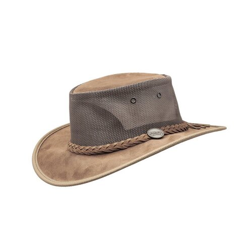 Barmah Foldaway Cooler Leather Hat - Hickory Brown