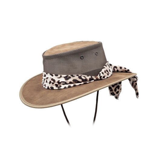 Barmah Foldaway Cooler Ladies Leather Hat - Hickory Brown