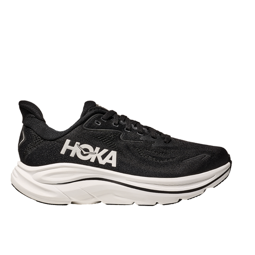 Hoka Clifton 10 Mens Wide Road Running Shoes - Black/White - US10
