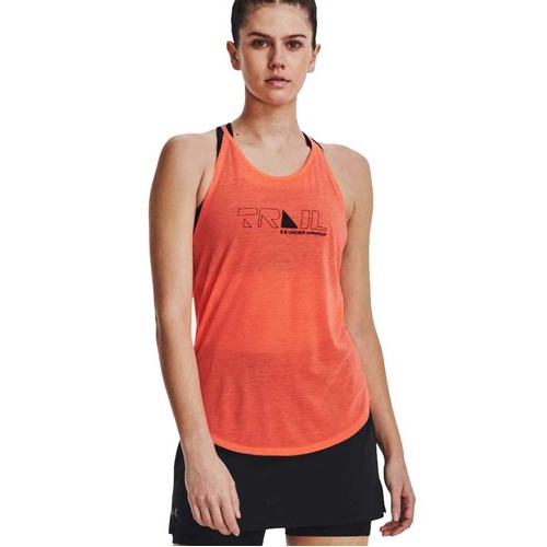 Under Armour Run Womens Trail Tank - Electric Tangerine / Black - L