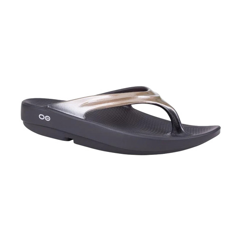 OOFOS OOlala Luxe Womens Recovery Thongs - Black/Latte