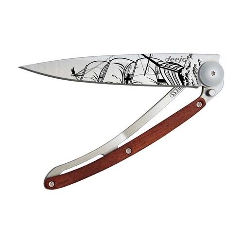 Deejo Tattoo Lightweight Foldable Knife - 37g - Corsair Coralwood