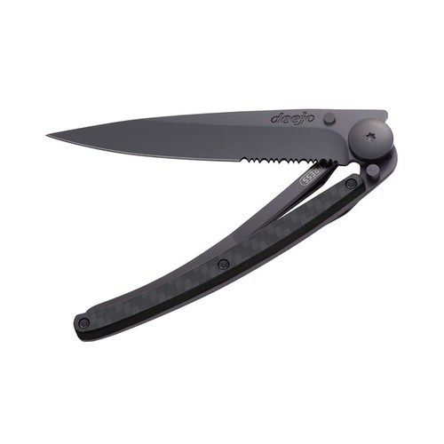 Deejo One Hand Knife - Black Carbon Fibre
