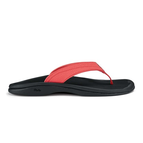 Olukai Ohana Womens Everyday Sandals - Hot Coral Black