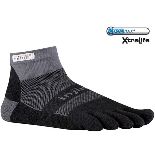 Injinji Run Midweight Mini-Crew Xtralife Socks - Black/Gray