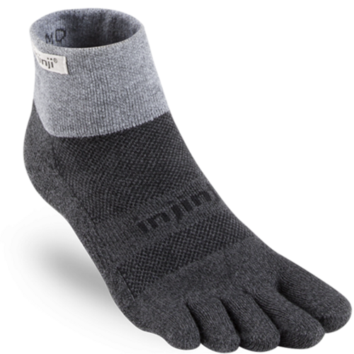 Injinji Trail Midweight Quarter Crew Performance Toe Sock - Granite - XL