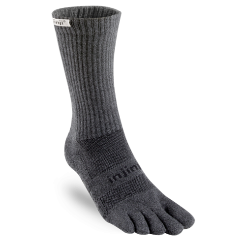 Injinji Trail Midweight Crew Performance Toe Sock - Granite - L