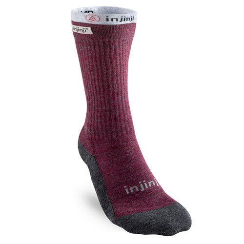 Injinji Outdoor Hiker + Liner Womens Crew Socks - Maroon - M/L