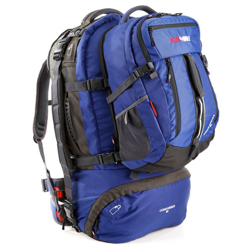 Black Wolf Cedar Breaks 65L Travel Backpack & Zip-off daypack - Blue