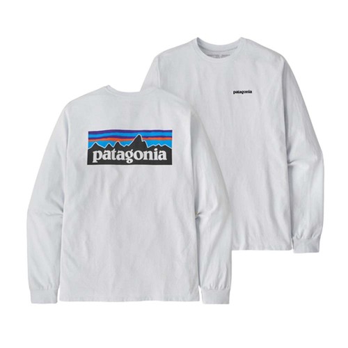 Patagonia P-6 Logo Responsibili-Tee Mens L/S T-Shirt - White - L