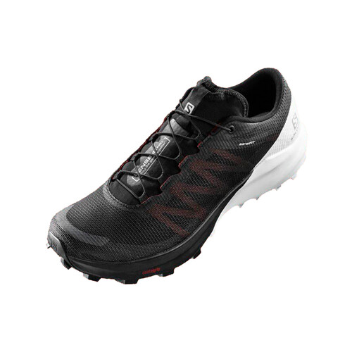 Salomon Sense 4 Pro Mens Trail Running Shoes - Black/White/Cherry Tomato