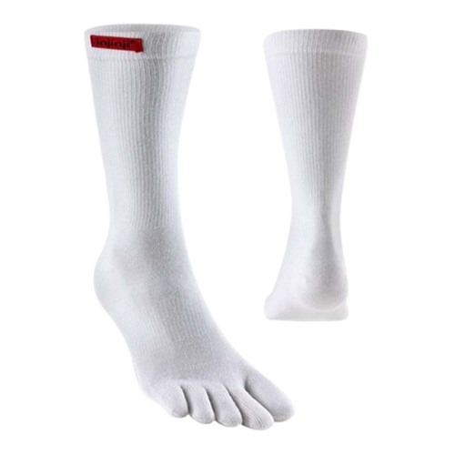Injinji Sport Original Weight Unisex Crew Toe Socks - White - Medium