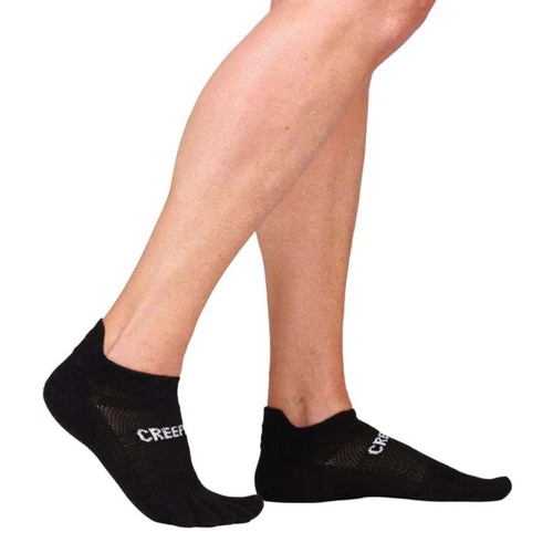 Creepers Unisex Merino Blend Running Low Ankle Toe Socks - Black - M
