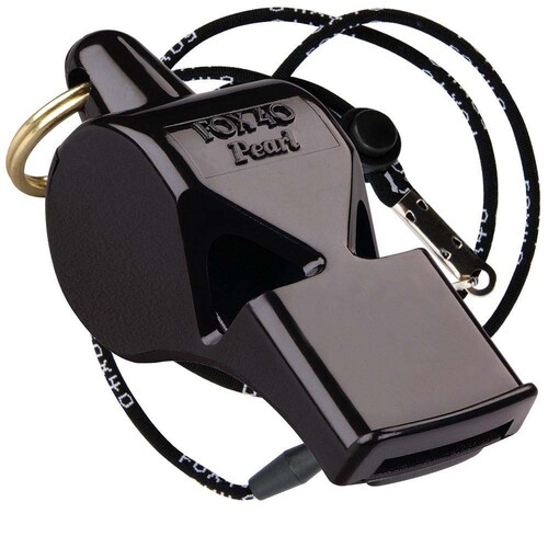 FOX 40 Pearl Official Whistle with Breakaway Lanyard - Black