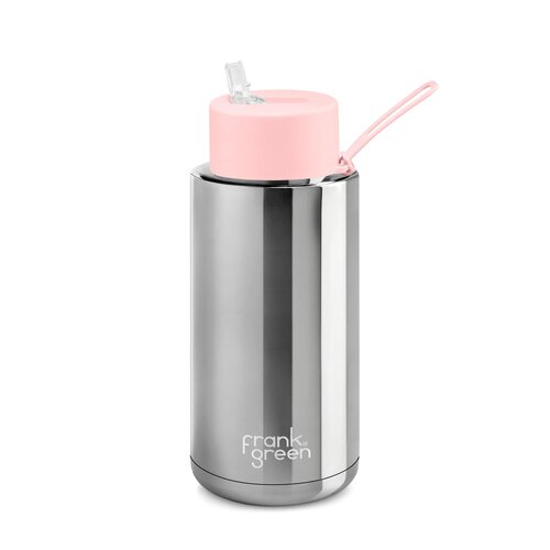Frank Green Reusable Ceramic Bottle - 1000ml - Silver/Strawberry - Limited Edition