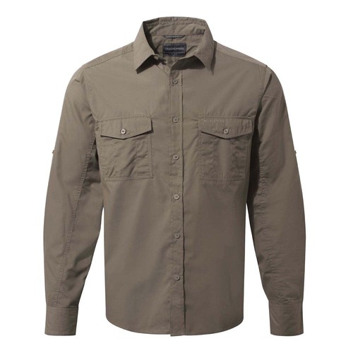Craghoppers Kiwi Mens Long Sleeve Hiking Shirt - Pebble - M