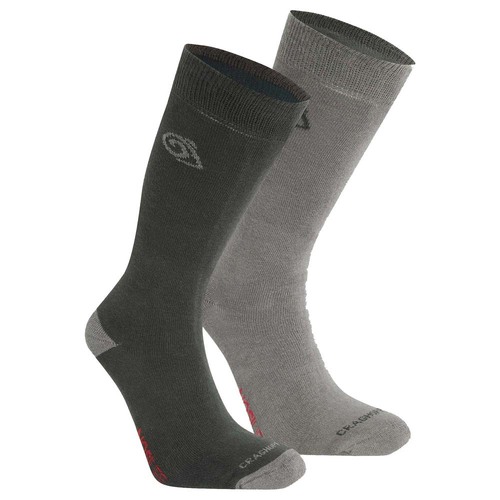 Craghoppers NosiLife Insect Repellent Unisex Hiking Socks - Twin Pack - Black Pepper/Mid Grey - 3-5