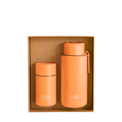 Frank Green The Essentials Gift Set - 355ml  Cup + 1000ml Bottle Straw - Neon Orange