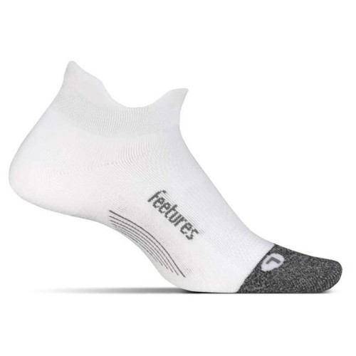 Feetures Elite Light Cushion No-Show Tab Running Sock - White