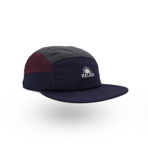 Helios Ultralight 7 Panel Soft Brim Unisex Running Cap - Charcoal/Burgundy