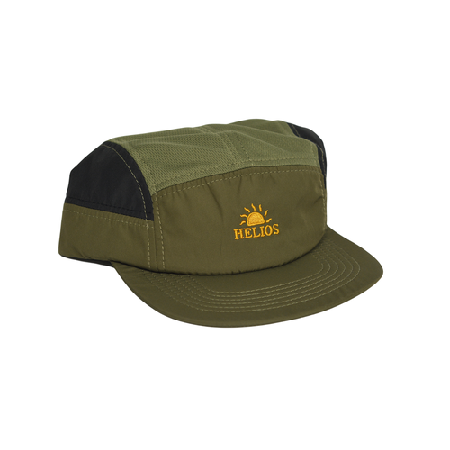 Helios Ultralight 7 Panel Soft Brim Unisex Running Cap - Olive/Charcoal