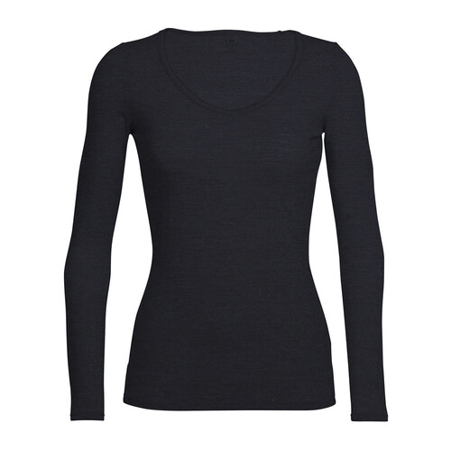Icebreaker Siren Womens Sweetheart Long Sleeve Merino T-Shirt - Black - L