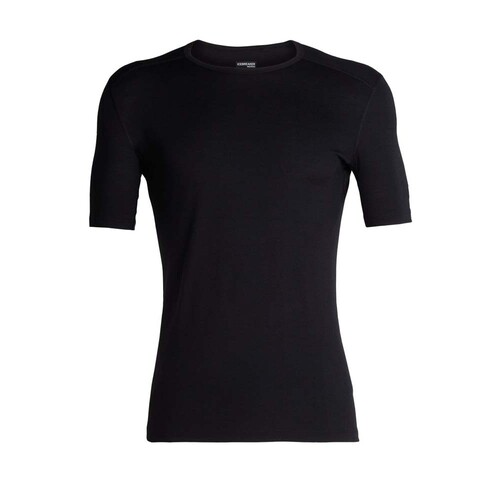 Icebreaker 200 Oasis Mens Short Sleeve Merino Thermal Crewe Top - Black - S