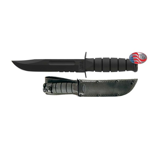 Ka-Bar Fighting/Utility Serrated Edge Knife With Black Leather Sheath