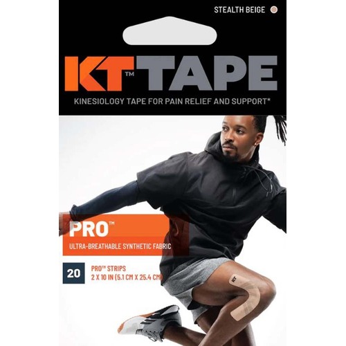KT Tape Pro - 20 Precut 10in Strips - Stealth Beige