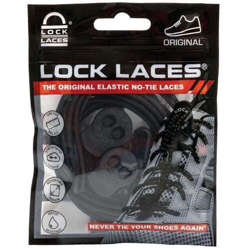 Lock Laces Original No Tie Shoe Laces - Black Solid
