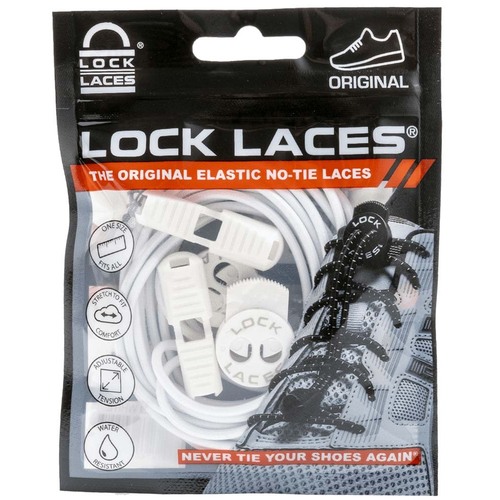 Lock Laces Original No Tie Shoe Laces - Solid White