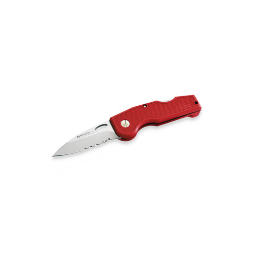 Maserin 70mm Pocket Knife - Part Serrated - Red Handle