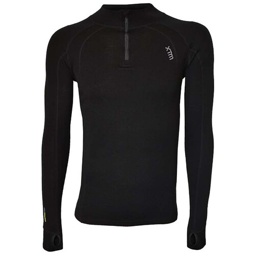 XTM Merino Mens Zipneck Base Thermal Top - Black