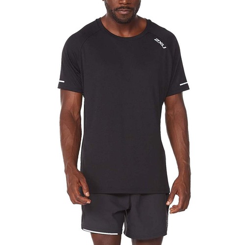 2XU Aero Mens Running T-Shirt - Black/Silver Reflective - XXL