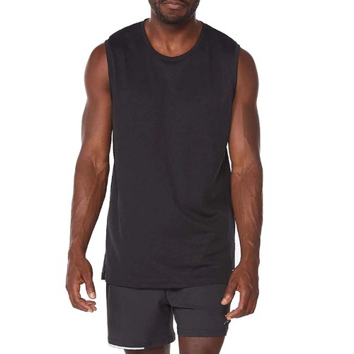 2XU Aero Mens Running Tank - Black/Silver Reflective - XXL