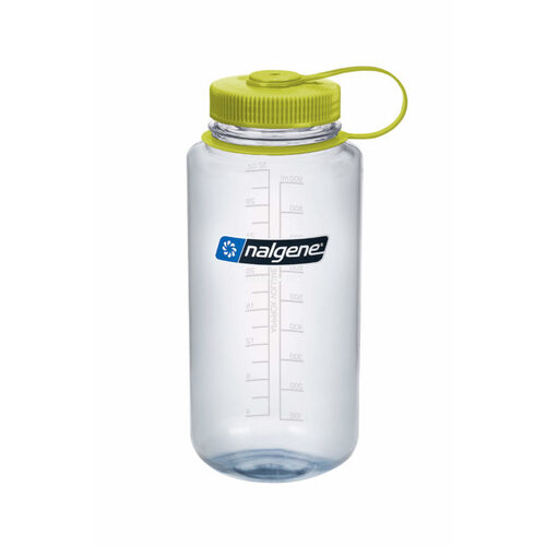 Nalgene Wide Mouth Tritan Water Bottle 1000ml - Clear & Green Lid