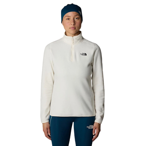 The North Face 100 Glacier Womens 1/4 Zip Fleece Pullover - White Dune/NPF - S