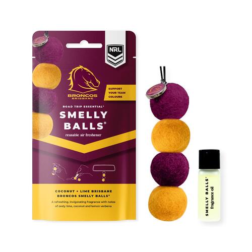Smelly Balls Reusable Car Freshener - Brisbane Broncos Set