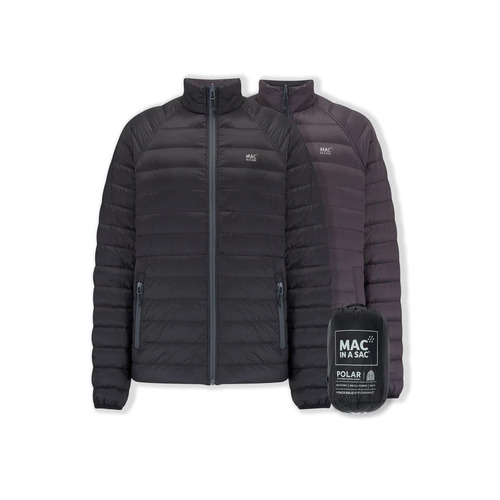 Mac In A Sac Polar Mens Reversible Down Jacket - Black-Charcoal