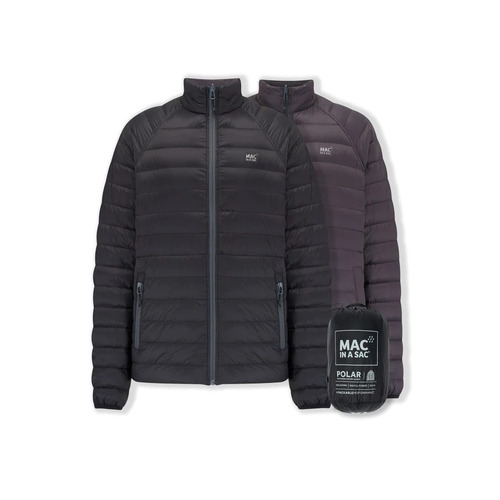 Mac In A Sac Polar Mens Reversible Insulated Down Jacket - Black-Charcoal
