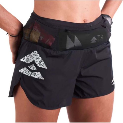 T8 Sherpa V2 Womens Running Shorts - Black/Silver