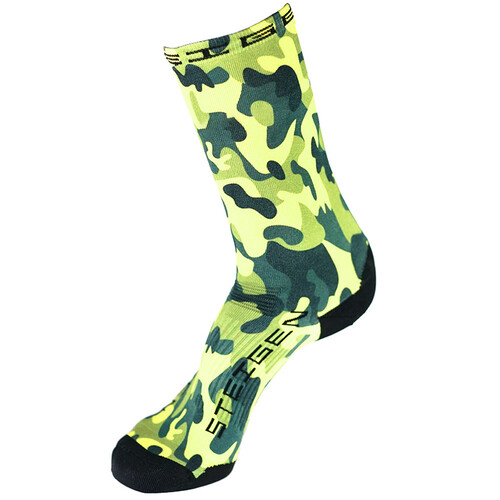 Steigen Running Socks - Green Camo - 3/4 Length