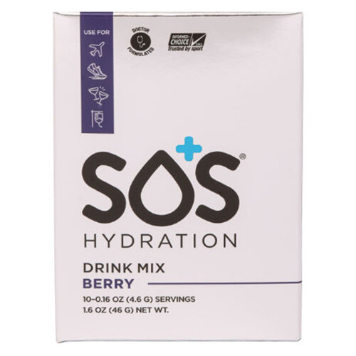 SOS Rehydrate Electrolyte Sports Drink - Berry - 10 Pack