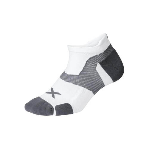 2XU Vectr Cushion No Show Compression Socks - White/Grey